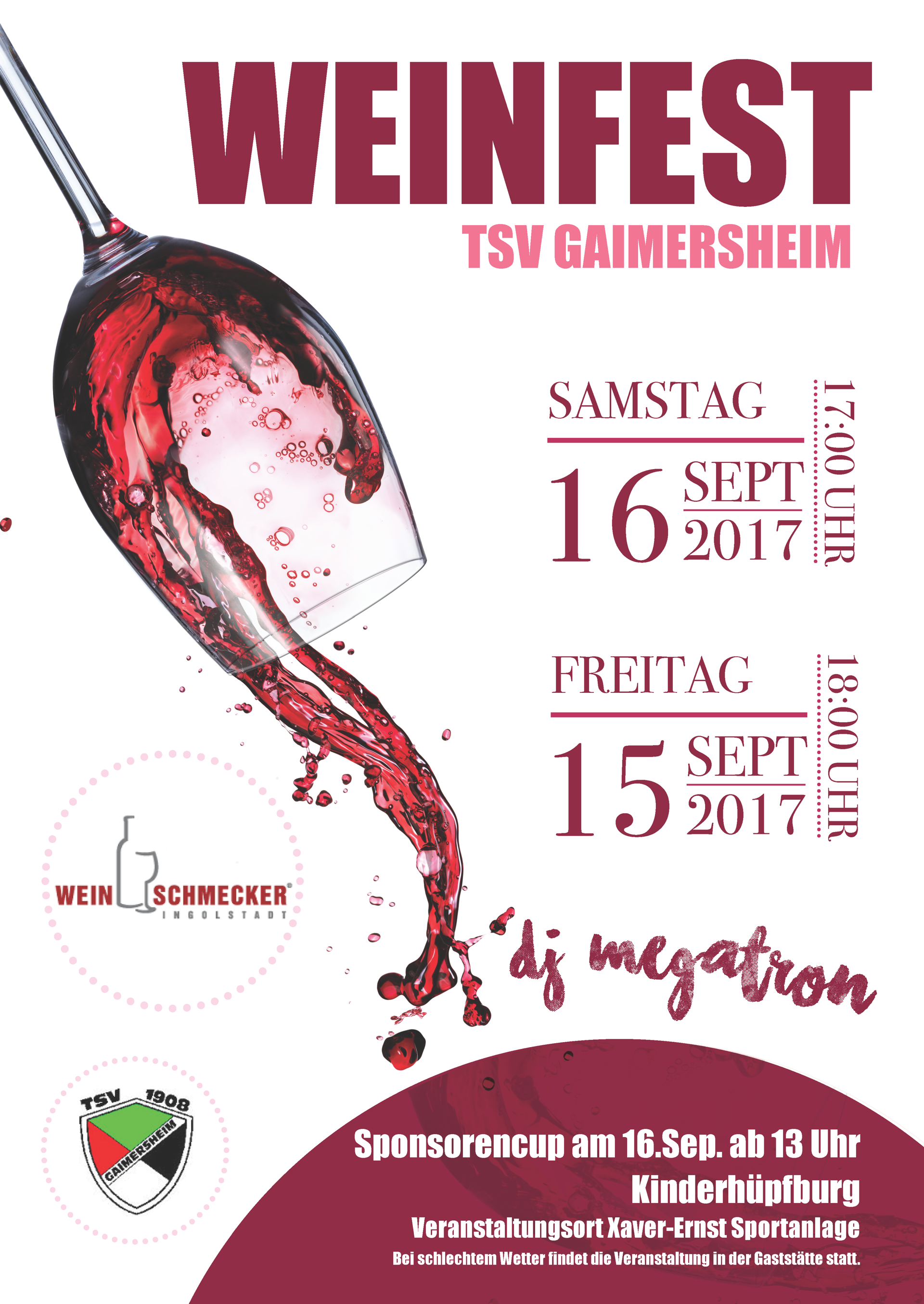 Ankündigung Weinfest beim Sponsoren-Cup des TSV Gaimersheim